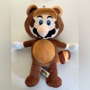 Nintendo Super Mario TANOOKI RACCOON Stuffed Animal Plush Video Game Toy. 17”